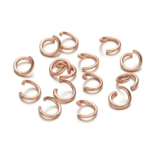 IGGLL Basis for die Schmuckherstellung, 100–200 Stück/Los, offene Biegeringe aus Edelstahl, Spaltringe, Verbinder for die DIY-Schmuckherstellung, Zubehör, 3 mm, 5 mm(Rose Gold,200pcs 0.8x5mm) von IGGLL