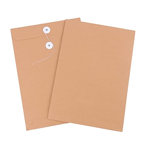 Plastikhüllen, Plastikordner for Dokumente, 10 Stück A4 Kraftpapier-Aktenhalter, Umschlagtaschen, Dokumentenaufbewahrungs-Organizer mit Schnur, for die Schule von IGGLL