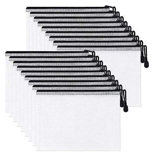 Plastikhüllen, Plastikordner for Dokumente, 18er-Pack A5-Netz-Reißverschlusstaschen, Aktentaschen mit Reißverschluss, Aufbewahrungstaschen for Schul-, Büro- und Reisebedarf von IGGLL