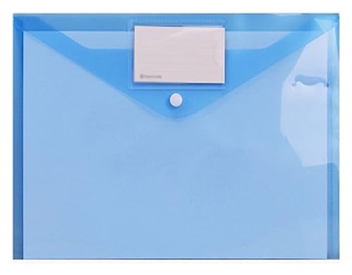 Plastikhüllen, Plastikordner for Dokumente, 4 Stück, transparente Jelly-Farbe, A4-Aktenaufbewahrungstasche, Ordnertasche mit Knopfverschluss, Büro-Plastikordner(Blu) von IGGLL