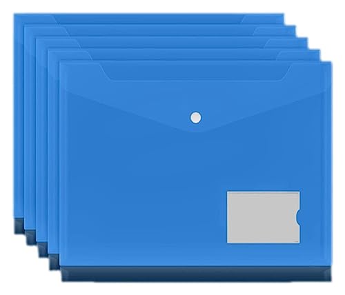 Plastikhüllen, Plastikordner for Dokumente, 5 Stück/Set A5 Poly-Umschlagordner mit Druckknopf, durchsichtiger, wasserdichter Dokumentenschutz aus Plastik(Blue) von IGGLL