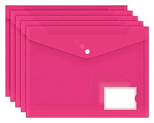 Plastikhüllen, Plastikordner for Dokumente, 5 Stück/Set A5 Poly-Umschlagordner mit Druckknopf, durchsichtiger, wasserdichter Dokumentenschutz aus Plastik(Rose) von IGGLL