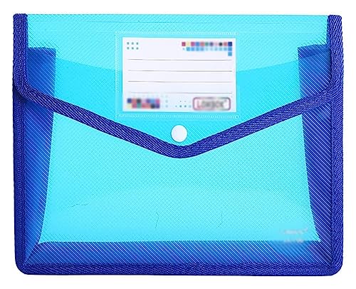 Plastikhüllen, Plastikordner for Dokumente, A4 A5 Wasserdichter PP Transparenter Dokumentenspeicher-Organizer Dreidimensionale Aktentasche Papierbeutel(Blue,A5) von IGGLL