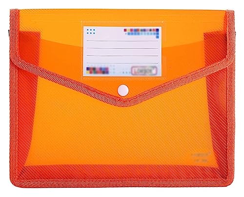 Plastikhüllen, Plastikordner for Dokumente, A4 A5 Wasserdichter PP Transparenter Dokumentenspeicher-Organizer Dreidimensionale Aktentasche Papierbeutel(Orange,A4) von IGGLL