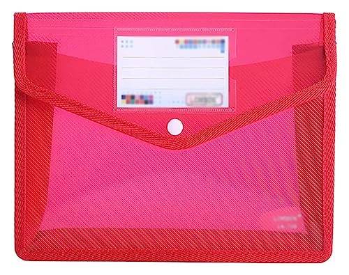 Plastikhüllen, Plastikordner for Dokumente, A4 A5 Wasserdichter PP Transparenter Dokumentenspeicher-Organizer Dreidimensionale Aktentasche Papierbeutel(Red,A5) von IGGLL