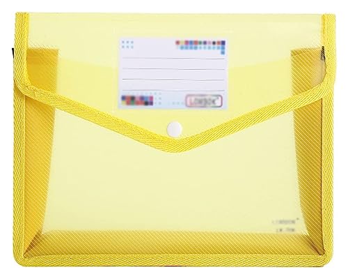Plastikhüllen, Plastikordner for Dokumente, A4 A5 Wasserdichter PP Transparenter Dokumentenspeicher-Organizer Dreidimensionale Aktentasche Papierbeutel(Yellow,A4) von IGGLL
