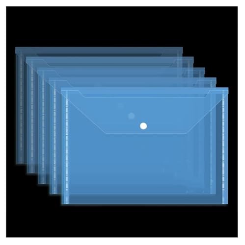 Plastikhüllen, Plastikordner for Dokumente, Dicke Aktentasche, transparent, wasserdicht, A4, Druckknopf-Plastikinformationstasche, Portfolio-Aufbewahrungstasche(Blue 30pcs) von IGGLL