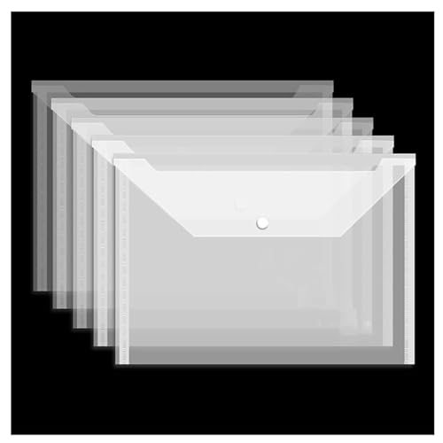 Plastikhüllen, Plastikordner for Dokumente, Dicke Aktentasche, transparent, wasserdicht, A4, Druckknopf-Plastikinformationstasche, Portfolio-Aufbewahrungstasche(White 50pcs) von IGGLL