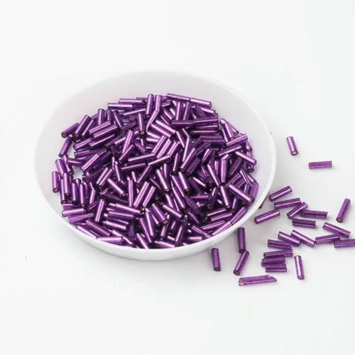 Röhren-Abstandshalterperlen, Glasperlen, 10 g/Packung, 6 mm, Silberkern, tschechische Glasperlen, Röhren for Schmuck, Bekleidungszubehör, Perlen for Kleidung(Dark Purple) von IGGLL