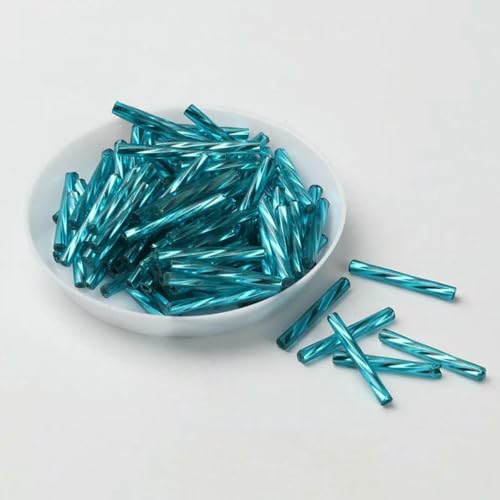 Röhren-Abstandshalterperlen, Glasröhrenperlen, 10 g/Packung, 25 mm, tschechische Twist-Bugle-Glasröhren-Rocailles for die Schmuckherstellung, Nähzubehör for Damen-DIY-Kleidungsstücke, Nähperlen(Turquo Röhren-Abstandshalterperlen, Glasröhrenperlen, 10 g/Packung, 25 mm, tschechische Twist-Bugle-Glasröhren-Rocailles for die Schmuckherstellung, Nähzubehör for Damen-DIY-Kleidungsstücke, Nähperlen(Turquo von IGGLL