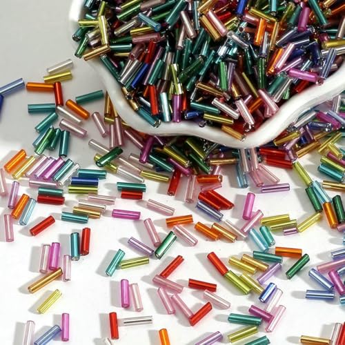 Röhren-Abstandshalterperlen, Glasröhrenperlen, 100 Stück/Los, 2 x 7 mm, tschechische Glasperlen, lange Röhren, runde Silverline-Röhrenperlen, lose Abstandsperlen for Bekleidungszubehör(Mix) von IGGLL