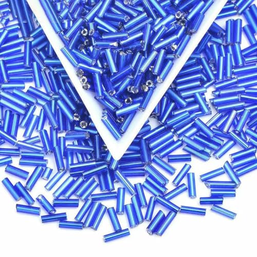 Röhren-Abstandshalterperlen, Glasröhrenperlen, 20 g, 6 mm, schwarze Glas-Strassperlen, Röhrenperlen, Nähen, Glasperlen, lose Abstandssteine ​​für die Herstellung von DIY-Kleidung und Schmuck(Blue) von IGGLL