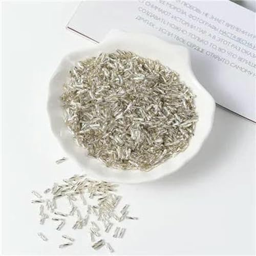 Röhren-Abstandshalterperlen, Glasröhrenperlen, 300/1500 Stück, Größe 2 x 6 mm, gedrehte Röhrenperlen, lose Glasperlen, Leptospira-Perlen zur Schmuckherstellung, DIY-Kleidungsstück-Nähzubehör(Silver,2X Röhren-Abstandshalterperlen, Glasröhrenperlen, 300/1500 Stück, Größe 2 x 6 mm, gedrehte Röhrenperlen, lose Glasperlen, Leptospira-Perlen zur Schmuckherstellung, DIY-Kleidungsstück-Nähzubehör(Silver,2X von IGGLL