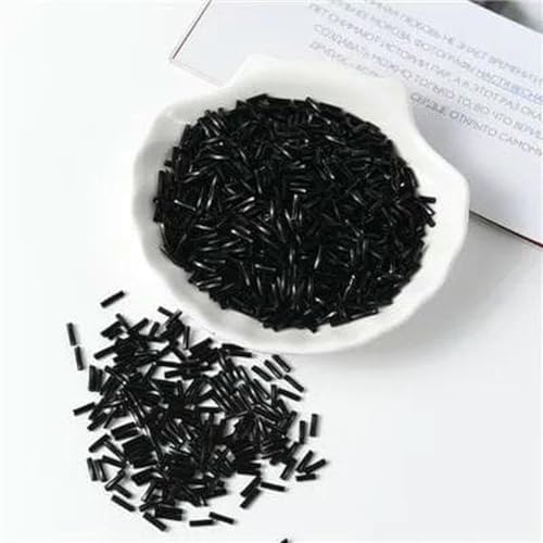 Röhren-Abstandshalterperlen, Glasröhrenperlen, 300/1500 Stück, Größe 2 x 6 mm, gedrehte Röhrenperlen, lose Glasperlen, Leptospira-Perlen zur Schmuckherstellung, DIY-Kleidungsstück-Nähzubehör(Black,2X6 von IGGLL