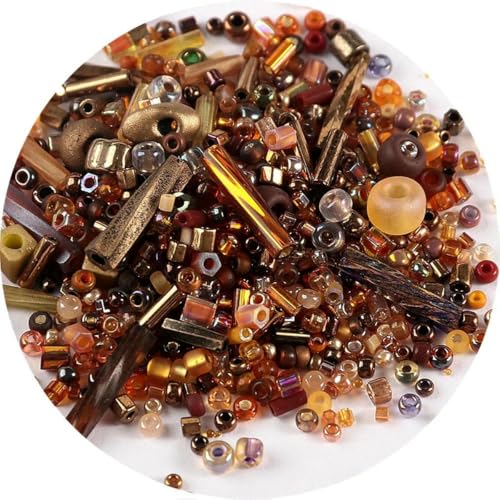 Röhren-Abstandshalterperlen, Glasröhrenperlen, 500 Stück Rocailles-Perlen, gemischte runde Glasperlen, Farben und Größen, Glasröhren-Drehperlen for Kleidungszubehör(Mix Coffee) von IGGLL