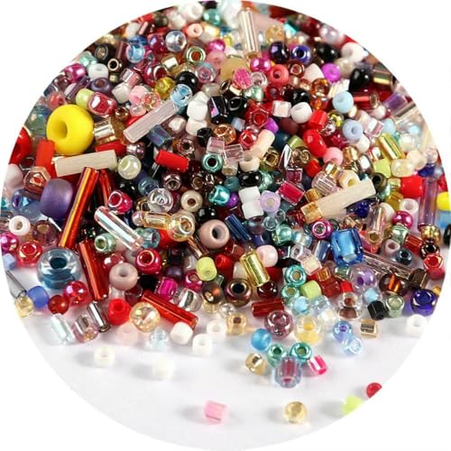 Röhren-Abstandshalterperlen, Glasröhrenperlen, 500 Stück Rocailles-Perlen, gemischte runde Glasperlen, Farben und Größen, Glasröhren-Drehperlen for Kleidungszubehör(Mix Colors) von IGGLL