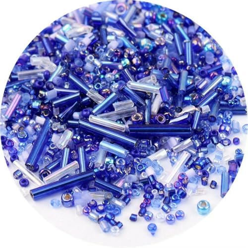 Röhren-Abstandshalterperlen, Glasröhrenperlen, 500 Stück Rocailles-Perlen, gemischte runde Glasperlen, Farben und Größen, Glasröhren-Drehperlen for Kleidungszubehör(Mix deep blue6,Mix 500pcs) von IGGLL