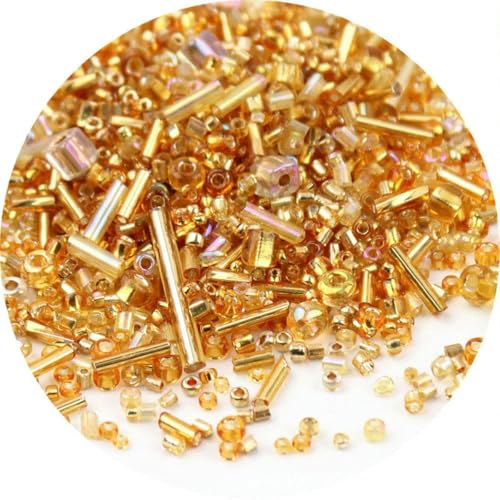 Röhren-Abstandshalterperlen, Glasröhrenperlen, 500 Stück Rocailles-Perlen, gemischte runde Glasperlen, Farben und Größen, Glasröhren-Drehperlen for Kleidungszubehör(Mix golden2,Mix 1000pcs) von IGGLL
