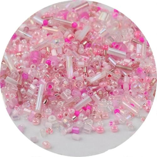 Röhren-Abstandshalterperlen, Glasröhrenperlen, 500 Stück Rocailles-Perlen, gemischte runde Glasperlen, Farben und Größen, Glasröhren-Drehperlen for Kleidungszubehör(Mix pink4,Mix 1000pcs) von IGGLL