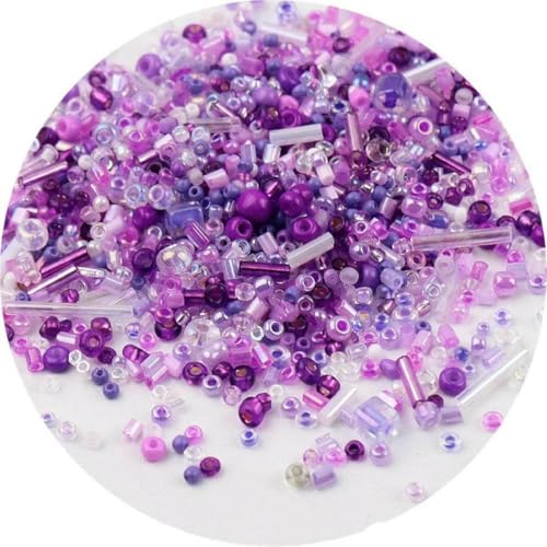 Röhren-Abstandshalterperlen, Glasröhrenperlen, 500 Stück Rocailles-Perlen, gemischte runde Glasperlen, Farben und Größen, Glasröhren-Drehperlen for Kleidungszubehör(Mix purple9,Mix 500pcs) von IGGLL