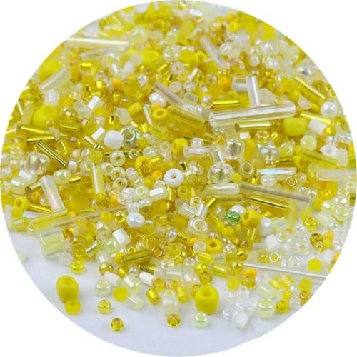 Röhren-Abstandshalterperlen, Glasröhrenperlen, 500 Stück Rocailles-Perlen, gemischte runde Glasperlen, Farben und Größen, Glasröhren-Drehperlen for Kleidungszubehör(Mix yellow8,Mix 1000pcs) von IGGLL