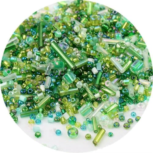 Röhren-Abstandshalterperlen, Glasröhrenperlen, 500 Stück Rocailles-Perlen, gemischte runde Glasperlen, gemischte Farben und Größen, Glasröhren mit gedrehten Perlen for Kleidungszubehör(Mix green7) Röhren-Abstandshalterperlen, Glasröhrenperlen, 500 Stück Rocailles-Perlen, gemischte runde Glasperlen, gemischte Farben und Größen, Glasröhren mit gedrehten Perlen for Kleidungszubehör(Mix green7) von IGGLL