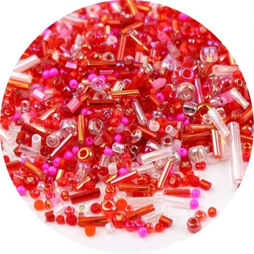 Röhren-Abstandshalterperlen, Glasröhrenperlen, 500 Stück Rocailles-Perlen, gemischte runde Glasperlen, gemischte Farben und Größen, Glasröhren mit gedrehten Perlen for Kleidungszubehör(Mix reD 010) Röhren-Abstandshalterperlen, Glasröhrenperlen, 500 Stück Rocailles-Perlen, gemischte runde Glasperlen, gemischte Farben und Größen, Glasröhren mit gedrehten Perlen for Kleidungszubehör(Mix reD 010) von IGGLL
