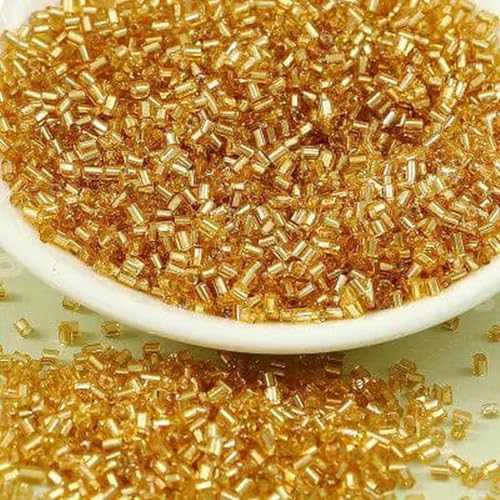 Röhren-Abstandshalterperlen, Glasröhrenperlen, 720 Stück, 2 mm (11/0), Silberkern, tschechische Glasperlen, Röhrenperlen, DIY-Material, Stichstickerei, handgefertigtes Nähzubehör(H22B light Golden) von IGGLL