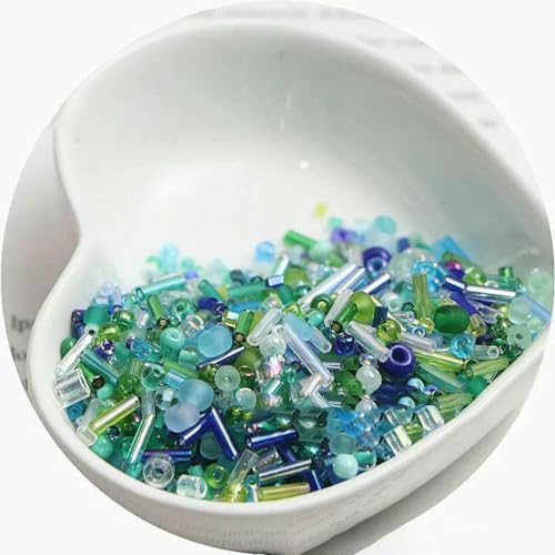 Röhren-Abstandsperlen, Glasperlen, 10/30 g Glasreisperlen, gemischt, handgefertigt, lose Perlen, Armband, Halskette, runde Perlen, Materialpaket(Blue green,30 grams) von IGGLL
