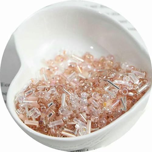 Röhren-Abstandsperlen, Glasperlen, 10/30 g Glasreisperlen, gemischt, handgefertigt, lose Perlen, Armband, Halskette, runde Perlen, Materialpaket(Champagne,30 grams) von IGGLL