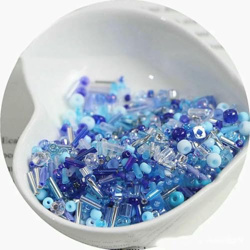 Röhren-Abstandsperlen, Glasperlen, 10/30 g Glasreisperlen, gemischt, handgefertigt, lose Perlen, Armband, Halskette, runde Perlen, Materialpaket(Dark blue,30 grams) von IGGLL