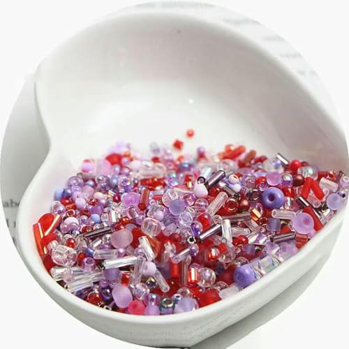 Röhren-Abstandsperlen, Glasperlen, 10/30 g Glasreisperlen, gemischt, handgefertigt, lose Perlen, Armband, Halskette, runde Perlen, Materialpaket(Fuchsia,10 grams) von IGGLL
