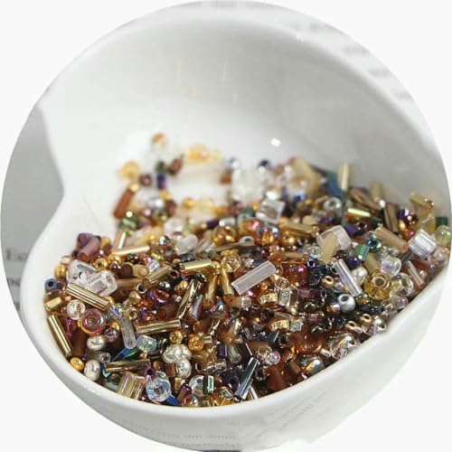 Röhren-Abstandsperlen, Glasperlen, 10/30 g Glasreisperlen, gemischt, handgefertigt, lose Perlen, Armband, Halskette, runde Perlen, Materialpaket(Metal system,10 grams) von IGGLL