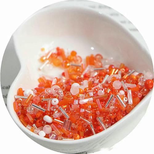Röhren-Abstandsperlen, Glasperlen, 10/30 g Glasreisperlen, gemischt, handgefertigt, lose Perlen, Armband, Halskette, runde Perlen, Materialpaket(Orange,30 grams) von IGGLL
