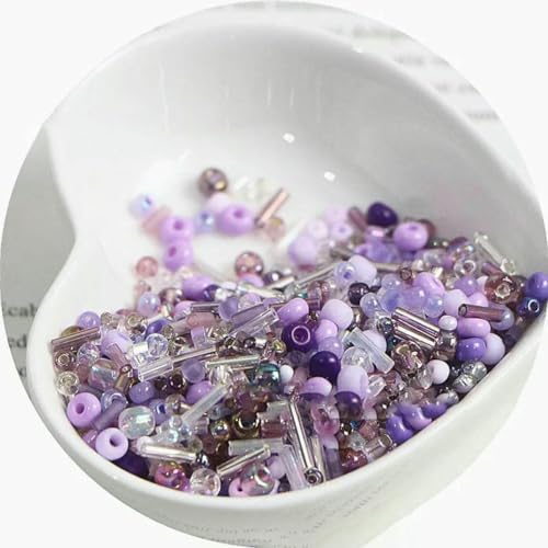 Röhren-Abstandsperlen, Glasperlen, 10/30 g Glasreisperlen, gemischt, handgefertigt, lose Perlen, Armband, Halskette, runde Perlen, Materialpaket(Purple,30 grams) von IGGLL