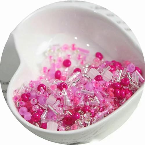 Röhren-Abstandsperlen, Glasperlen, 10/30 g Glasreisperlen, gemischt, handgefertigt, lose Perlen, Armband, Halskette, runde Perlen, Materialpaket(Rose red,10 grams) von IGGLL