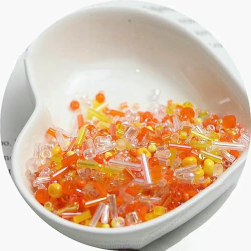 Röhren-Abstandsperlen, Glasperlen, 10/30 g Glasreisperlen, gemischt, handgefertigt, lose Perlen, Armband, Halskette, runde Perlen, Materialpaket(Tangerine,30 grams) von IGGLL
