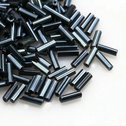 Röhren-Abstandsperlen, Glasröhrenperlen, mehrfarbige Glasperlen, 4,5 mm, 30 g/Los, runde lange Röhrenperlen aus Kristallglas for die handgefertigte Herstellung von DIY(No.33) von IGGLL