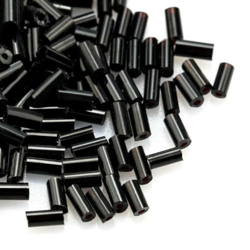 Röhren-Abstandsperlen, Glasröhrenperlen, mehrfarbige Glasperlen, 4,5 mm, 30 g/Los, runde lange Röhrenperlen aus Kristallglas for die handgefertigte Herstellung von DIY(No.36) von IGGLL