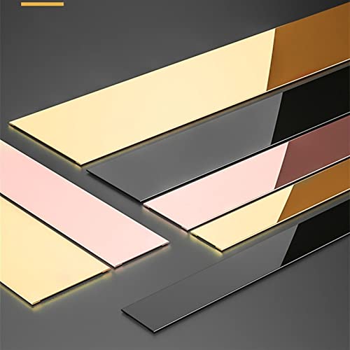 Selbstklebende Metallverkleidung, Wandeinfassung, 5 m, selbstklebende metallisierte Dichtungsleiste, spiegelähnliche Oberfläche, Kleiderschrank/Bilderrahmen (Schwarz, 5 m (L) x 4 cm (B) von IGGLL