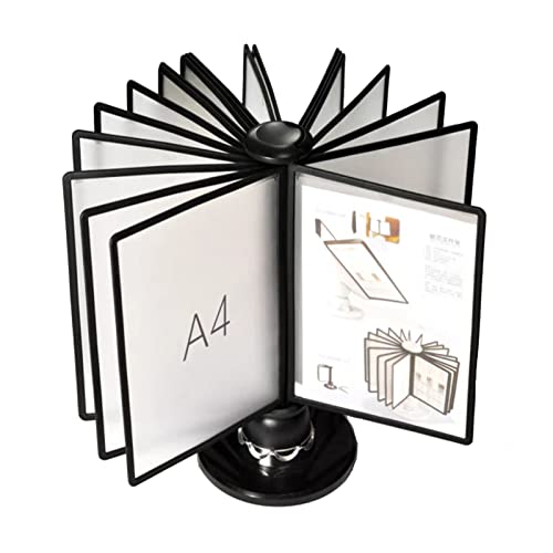 Tischanzeigetafelsystem, 20 doppelseitige Tafeln, Letter-Format, Desktop-Referenzsystem, zur Anzeige von A4-Dokumenten, Produktpreisliste, drehbarer Einsatz(Black) von IGGLL