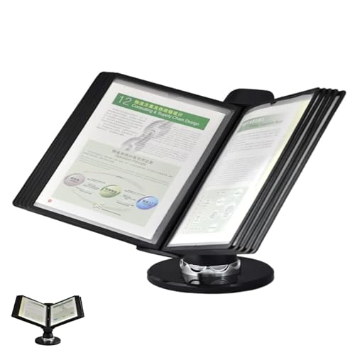 Tischanzeigetafelsystem, PVC und Metall, Schwarz, 10 doppelseitige Anzeigetaschen, Briefgröße, platzsparender Referenzständer for den Schreibtisch, einfach zu installieren Tischanzeigetafelsystem, PVC und Metall, Schwarz, 10 doppelseitige Anzeigetaschen, Briefgröße, platzsparender Referenzständer for den Schreibtisch, einfach zu installieren von IGGLL