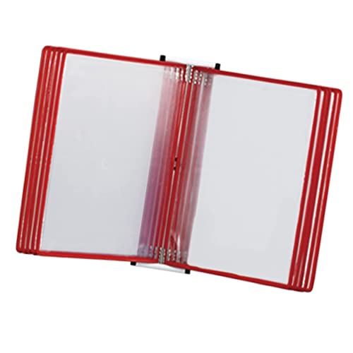 Tischanzeigetafelsystem, Wandmontierter Aktenhalter for A4-Ordner, Desktop-/Wandreferenzsystem mit 10 Feldern, Poster-Flipbook-Anzeige(Red) von IGGLL