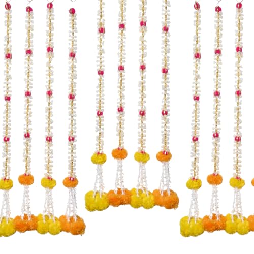 IGH Traditionelle Blumenschnüre zum Aufhängen, 12 cm, für Weihnachten, Diwali, Anlässe, Hochzeitsdekoration, Geschenk, Heimdekoration, Geschenk, zum Aufhängen (12 Stück) von IGH