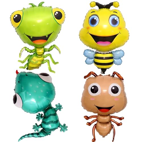 4 Stück niedliche Insekten-Tier-Folienballons, Biene, Ameise, Gecko, Mantis, Mylar-Luftballons für Insekten, Tiere, Motto-Party, Dekoration, Partyzubehör, Babyparty-Dekoration 4 Stück niedliche Insekten-Tier-Folienballons, Biene, Ameise, Gecko, Mantis, Mylar-Luftballons für Insekten, Tiere, Motto-Party, Dekoration, Partyzubehör, Babyparty-Dekoration von IGMaryBox