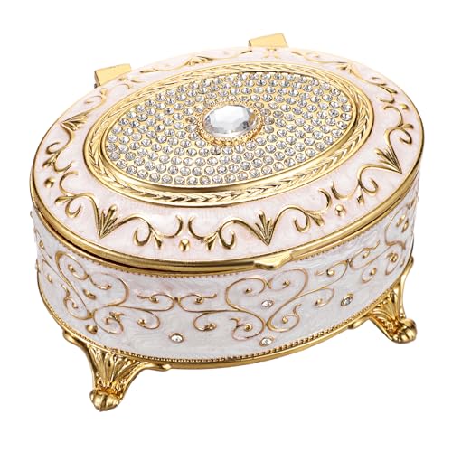 IGNPION Dekorative Schmuckschatulle, Vintage-Schmuckschatulle, kleine Schmuckschatulle für den täglichen Gebrauch, Schmuckaufbewahrung, Organizer für Ringe, Ohrringe, Halsketten, oval, Beige IGNPION Dekorative Schmuckschatulle, Vintage-Schmuckschatulle, kleine Schmuckschatulle für den täglichen Gebrauch, Schmuckaufbewahrung, Organizer für Ringe, Ohrringe, Halsketten, oval, Beige von IGNPION