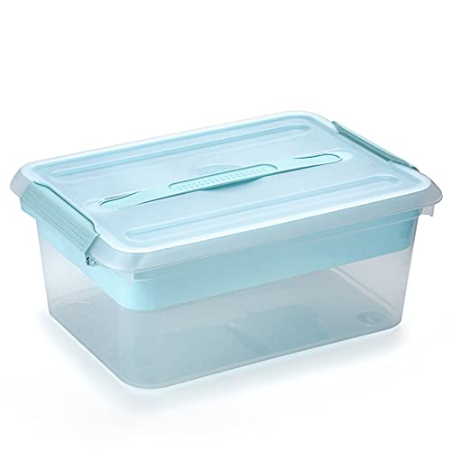 IGNPION Stapelbare Craft Aufbewahrungsbox Kunststoff Aufbewahrungsbehälter mit Teiler Tablett Transparente Behälter Veranstalter für Kunst & Handwerk Spielzeug, Nähzubehör (Transparent+Blau) von IGNPION