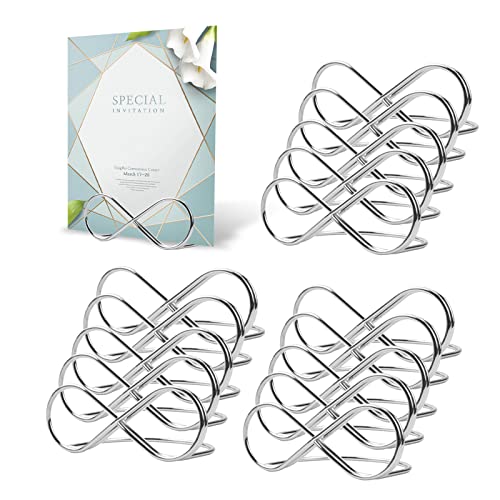 15 Stück Metall Hochzeit Tischkartenhalter, Party Sitzetiketten Tischkartenclips Kartenhalter, Nachrichtenclip Tischnummer Halter Ständer, Namenseinstellung für Hochzeit Party Geburtstag Büro (Silber) von IGRARK