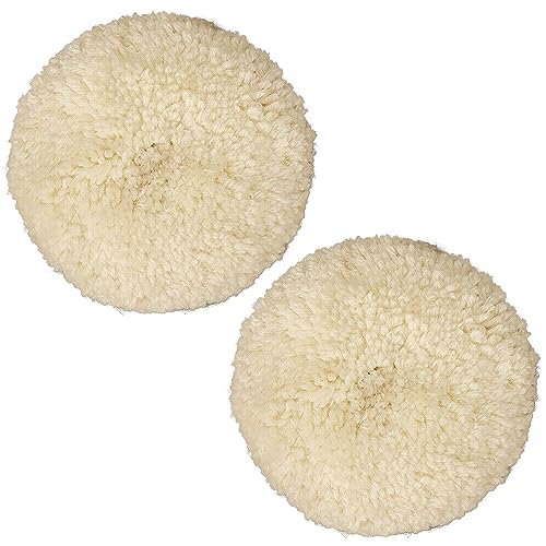 2pcs Wolle Polierteller Lammfell pad, 150mm Polieren polierscheibe Polierset Polierhauben Wollhaube Polierpad für M14 Bohrer Adapter Polierset Set Wolle Pad Lammwolle (150mm - 2 PCS) von IGTOPS