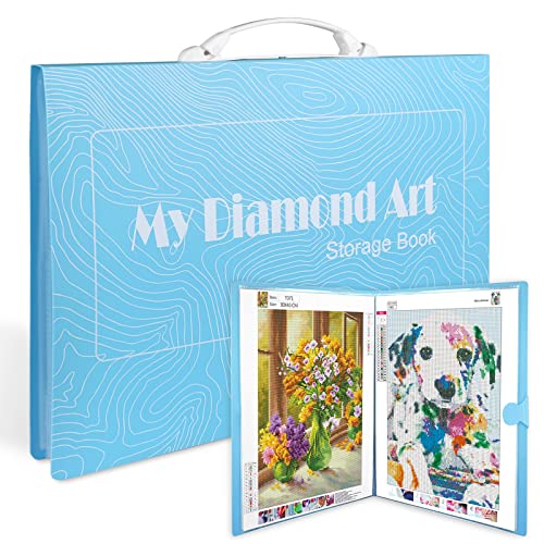 IGUGI 5D Diamond Painting Bilderalbum,Diamond Painting Bilder Album,A3 Diamond Painting Mappe mit Griff,mit 30 Klarsichthüllen fasst 60 Blatt,DIY Diamond Painting Sammelordner von IGUGI